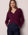 Ann Taylor Petite Ribbed Wrap Sweater In Purple
