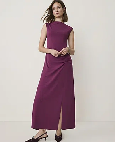 Ann Taylor Petite Ruched Column Midi Dress In Purple Amaranth