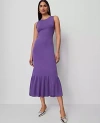 Ann Taylor Petite Ruffle Hem Sweater Dress In Purple