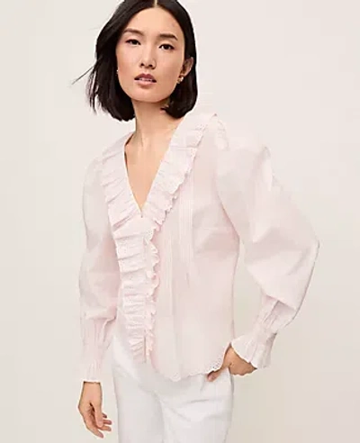 Ann Taylor Petite Ruffle Trim Blouse