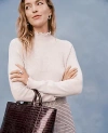 Ann Taylor Petite Ruffle Trimmed Mock Neck Sweater In White