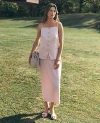 Shop Ann Taylor Petite Sateen Column Midi Skirt In Pale Peony