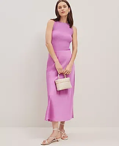Ann Taylor Petite Satin Bias Midi Slip Skirt