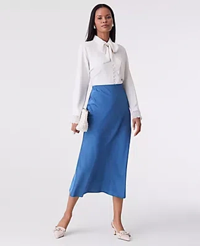Ann Taylor Petite Satin Bias Midi Slip Skirt
