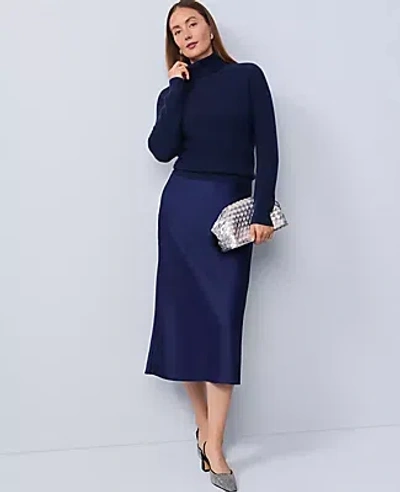 Ann Taylor Petite Satin Bias Slip Skirt