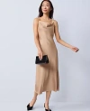 Ann Taylor Petite Satin Cowl Neck Slip Dress In Brown