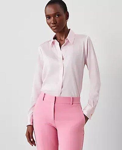 Ann Taylor Petite Satin Essential Shirt In Pink
