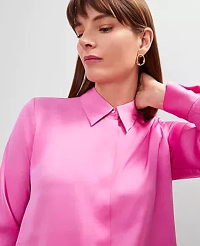 Ann Taylor Petite Satin Essential Shirt In Pink