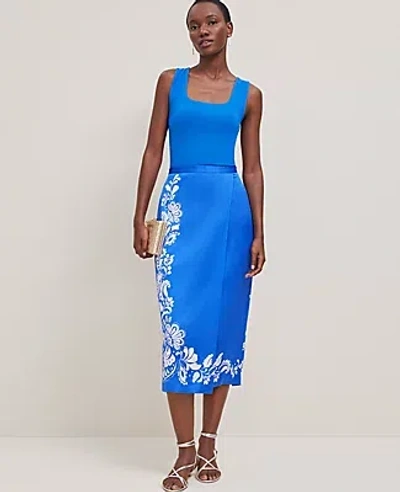 Ann Taylor Petite Satin Midi Wrap Skirt