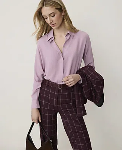 Ann Taylor Petite Satin Modern Shirt In Lilac Pink