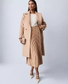 Ann Taylor Petite Satin Pleated Midi Skirt In Brown