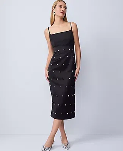 Ann Taylor Petite Satin Sheath Dress In Black