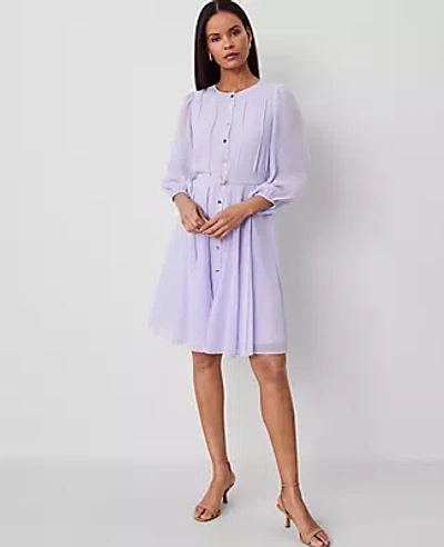 Ann Taylor Petite Seamed Flare Shirtdress In Lilac Bud