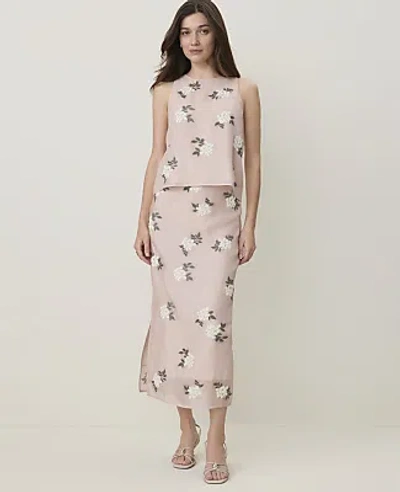 Ann Taylor Petite Sequin Embellished Midi Skirt In Rose Smoke