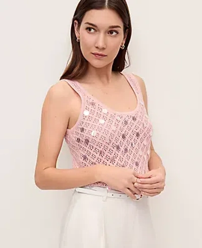 Ann Taylor Petite Sequin Pointelle Sweater Tank Top