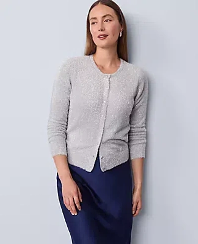 Ann Taylor Petite Shimmer Ann Cardigan In Silver