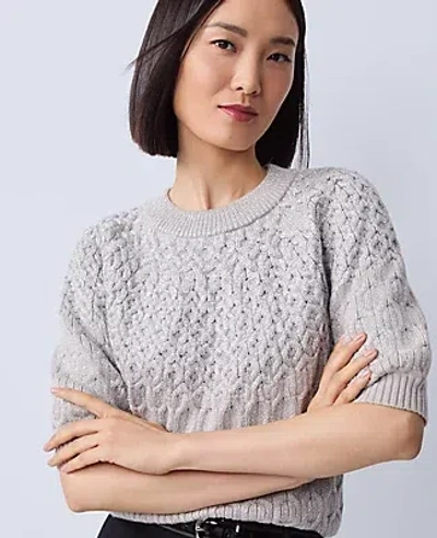 Ann Taylor Petite Shimmer Cable Sweater Tee
