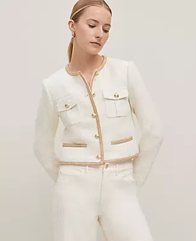 Ann Taylor Petite Shimmer Tweed Jacket In Neutral/white Combo