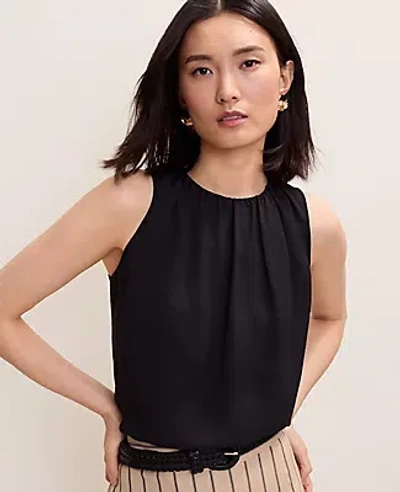 Ann Taylor Petite Shirred Tank Top In Black
