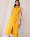 Ann Taylor Petite Shirt Collar Flare Midi Dress In Spring Marigold