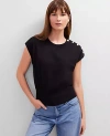 Ann Taylor Petite Shoulder Button Top In Black