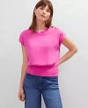 Ann Taylor Petite Shoulder Button Top In Purple