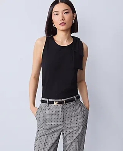 Ann Taylor Petite Side Bow Shell Top In Black