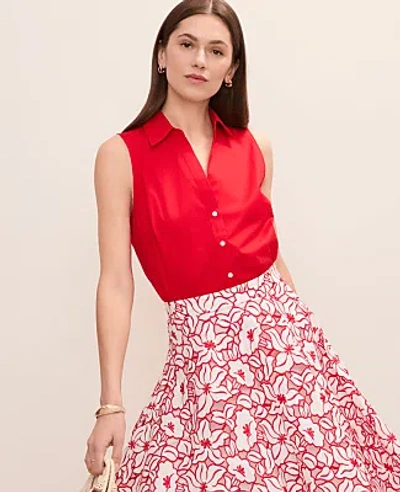 Ann Taylor Petite Sleeveless Essential Shirt In Red