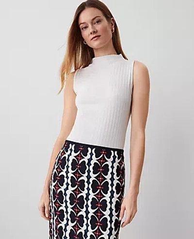 Ann Taylor Petite Sleeveless Mock Neck Top In Winter White