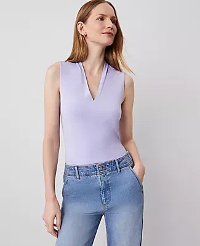 Ann Taylor Petite Sleeveless V-neck Top In Lilac Bud