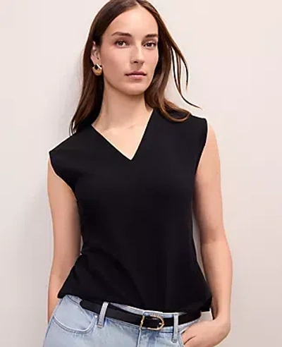 Ann Taylor Petite Sleeveless V-neck Top In Black