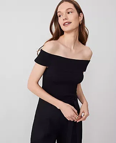 Ann Taylor Petite Smocked Off-the-shoulder Top In Black