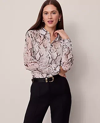 Ann Taylor Petite Snake Print Essential Shirt In Animal Print