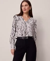 Ann Taylor Petite Snake Print Mixed Media Top In Multi