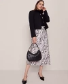 Ann Taylor Petite Snake Print Satin Bias Slip Skirt In White