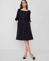 Ann Taylor Petite Square Neck Button Pocket Dress In Black