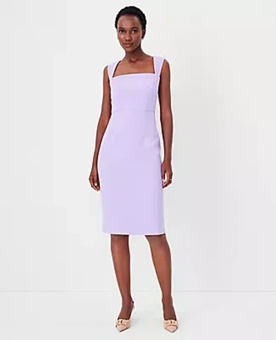 Ann Taylor Petite Square Neck Cap Sleeve Sheath Dress In Purple Petal