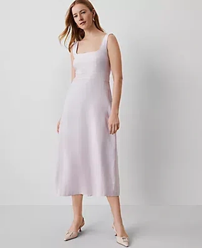 Ann Taylor Petite Square Neck Flare Dress In Orchid Hush