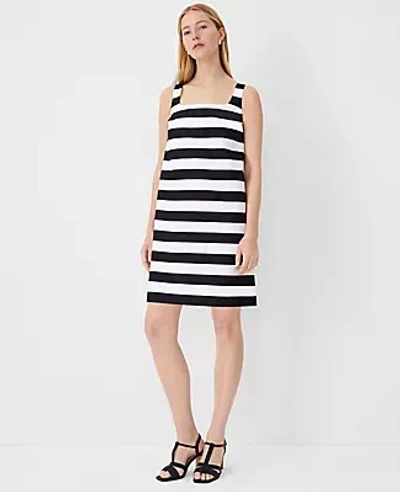 Ann Taylor Petite Square Neck Sleeveless Shift Dress In Black