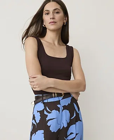 Ann Taylor Petite Square Neck Tank Top In French Mocha