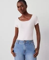 Ann Taylor Petite Square Neck Tee In Pale Peony