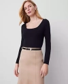 Ann Taylor Petite Square Neck Top In Black
