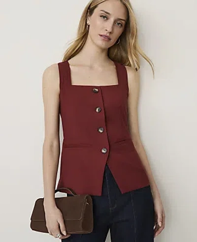 Ann Taylor Petite Square Neck Vest In Rich Merlot
