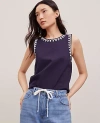 Ann Taylor Stitch Ponte Shell Top In Night Sky
