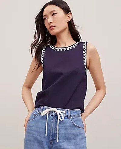 Ann Taylor Stitch Ponte Shell Top In Night Sky
