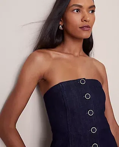 Ann Taylor Petite Strapless Denim Vest In Black