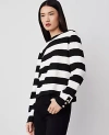 Ann Taylor Petite Stripe Button-cuff Top In Multi