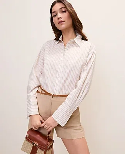 Ann Taylor Petite Striped Button Down Shirt In Animal Print