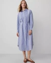 Ann Taylor Petite Striped Midi Shirtdress In Deep Grotto