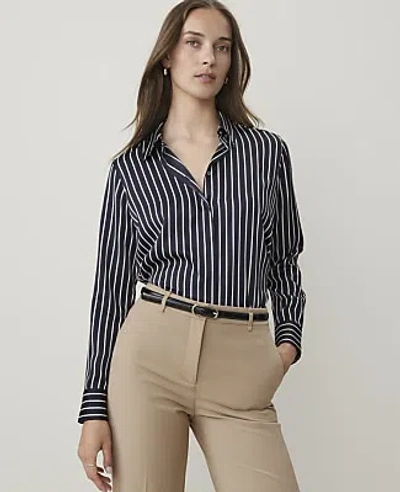 Ann Taylor Petite Striped Modern Shirt In Night Sky